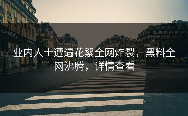 业内人士遭遇花絮全网炸裂，黑料全网沸腾，详情查看
