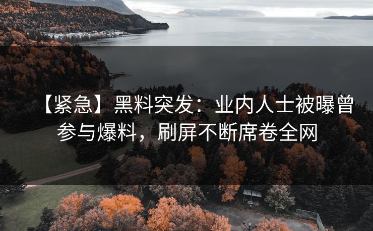 【紧急】黑料突发：业内人士被曝曾参与爆料，刷屏不断席卷全网  第1张